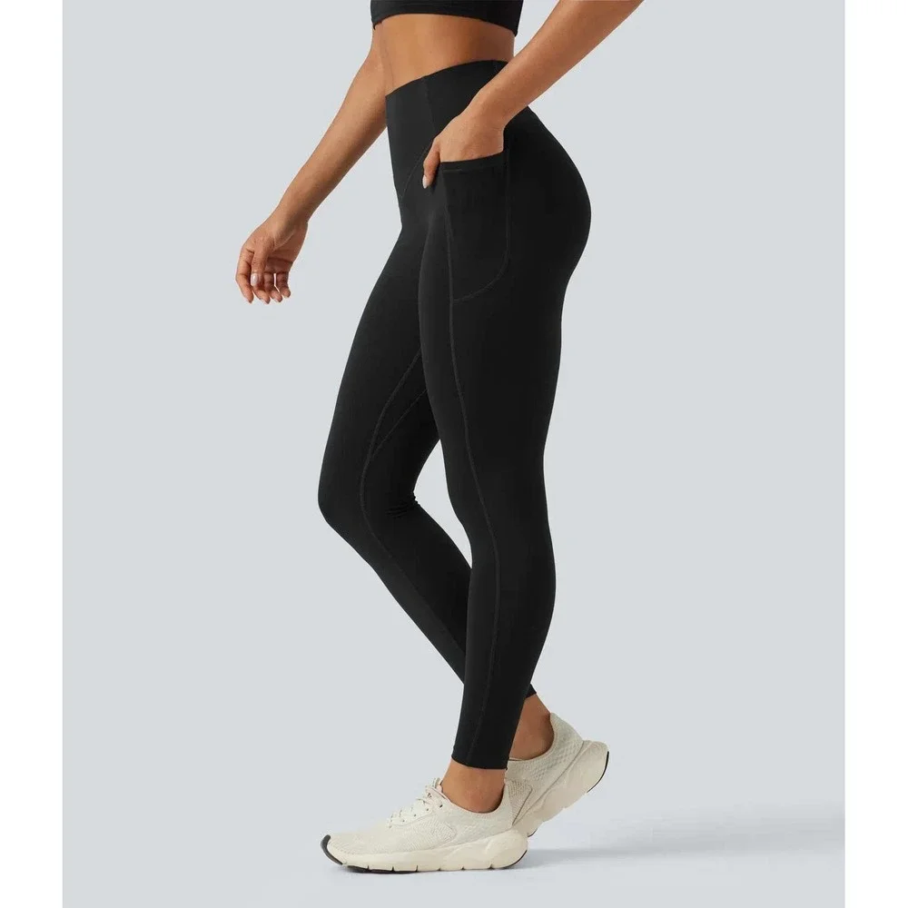 Halara UltraSculpt High Waisted Scrunch Butt Lifting Leggings Pockets Black M